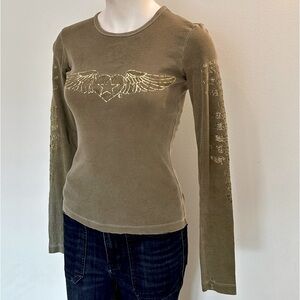 Sledge USA Women’s Graphic Fitted Long Sleeve Tee - Women’s Medium. Olive Green
